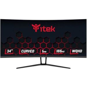 iTek GGC-monitor - 34 inch gebogen R1500, WQHD resolutie 3440 x 1440 UltraWide, VA, 165 Hz, 21:9, 1 ms, 2xHDMI, 2xDP, HDR400, synchronisatie aanpassen