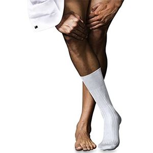 FALKE Heren nr. 10 ademende sokken katoen lichte glans versterkt platte naad fijn geribbelde tenen effen elegant voor kleding en werk 1 paar, Wit 2000