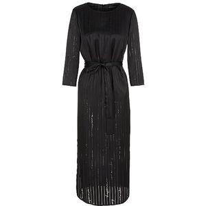 Armani Exchange Satijnen midi-jurk met signatuur logo en 3/4 mouwen Homecoming Dress Dames, zwart.