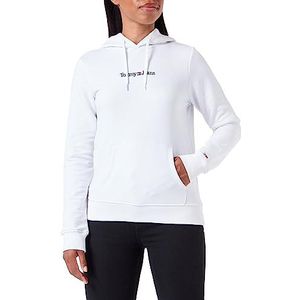 Tommy Jeans Tjw Reg Serif Linear Hoodie voor dames, Wit.