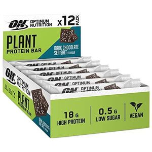 Optimum Nutrition ON Plant Protein Bars, veganistische snack met hyperproteïne en suikerarm, pure chocolade, zoutbloem, 12 stuks, 60 g x 12