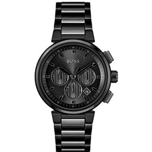 BOSS Herenhorloge chronograaf kwarts met zwarte roestvrijstalen band - 1514001, zwart., Armband