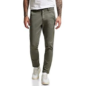 Street One MEN Pantalon chino pour homme, Mud Green, 34W / 32L