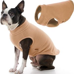 Gooby Fleecevest voor honden, rekbaar, zand, maat XL, warme fleece trui voor honden, winterkleding voor kleine honden of meisjes, hondentrui voor kleine tot grote honden