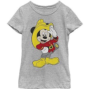 Disney T-shirt Mickey Mouse Firefighter outfit voor meisjes, grijs gemêleerd atletisch, atletisch grijs gemêleerd