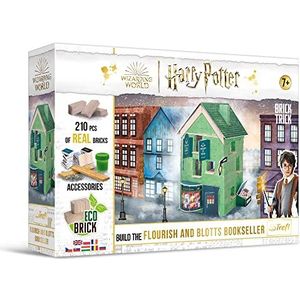 Trefl - Brick Trick Harry Potter: Flourish and Blotts-Build with Bricks, Flourish and Blotts boekwinkel, EKO Brick Blocks, 210 stenen, herbruikbaar, creatieve set voor kinderen vanaf 7 jaar
