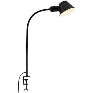 Briloner 7409-015 flexibele klemlamp, verstelbare bureaulamp, tuimelschakelaar, 1 x E27 fitting max. 10 watt, kabel inbegrepen, zwart, 65 cm