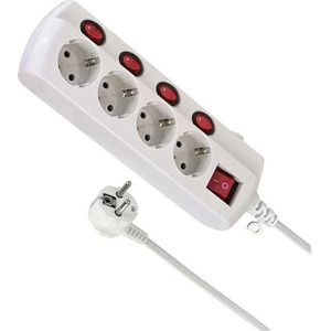 Multiprise 2 prises avec interrupteur individuel, câble 1,5 m, 3680 W max