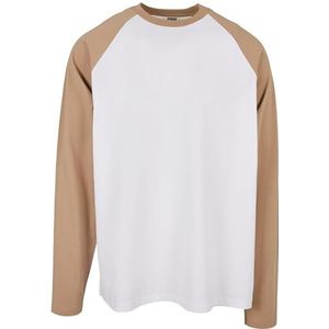 Urban Classics Heren T-shirt met lange mouwen van biologisch katoen met raglanmouwen, organisch oversized raglanmouwen, verkrijgbaar in 3 kleuren, maten S - 5XL, wit/beige union