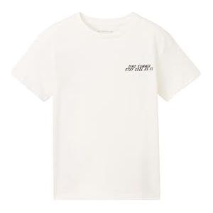 TOM TAILOR 1041711 Oversized T-shirt voor kinderen, bedrukt, jongens, 1 stuk, 12906 - wolwit.