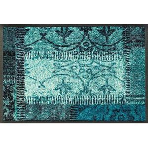 wash+dry Vintage Patches voetmat, polyamide, 40 x 60 cm, turquoise