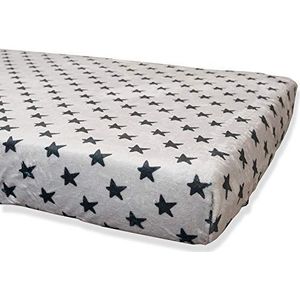 Babyline Bacoesne - hoeslaken van hyperzacht winterkoraal, ademend en hypoallergeen, rubberen hoeken, verstelbaar (zwarte sterren, wieg 60 x 120 cm), uniseks