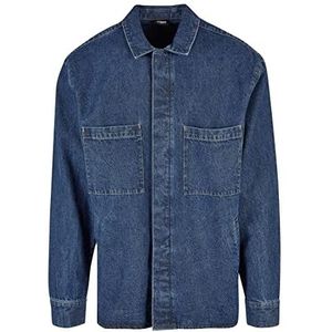 Urban Classics Oversized Denim Pocket Shirt Heren, Mid Indigo Washed