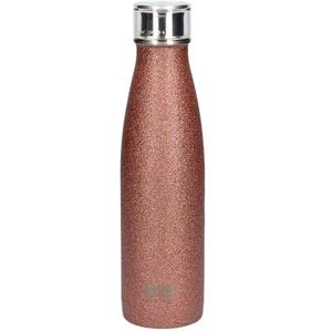 Built Perfect Seal C000833 geïsoleerde waterfles, lekvrij, roestvrij staal, 480 ml, roségoud, glitter