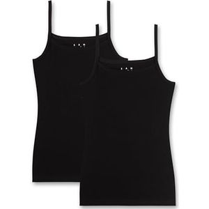 Sanetta meisjes onderhemd in dubbele verpakking, zwart (Super 10015)