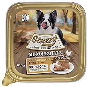 Stuzzy, Monoproteïne graan en glutenvrij, natvoer voor volwassen honden met de smaak van kip bereid in paté - totaal 3,2 kg (32 bakken van 100 G)