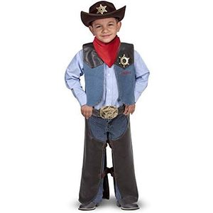 Melissa & Doug Cowboy-kostuum, kostuum voor meisjes en jongens, met accessoires, rollenspel, creatief speelgoed, cadeau voor kinderen, 3+, perfect voor Halloween of carnaval