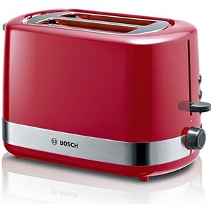 Bosch ComfortLine TAT6A514 Compacte broodrooster voor 2 sneden, met ontdooi-/voorverwarmingsfunctie, 800 W, rood