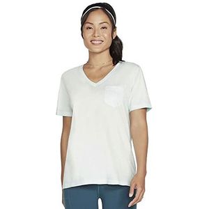 Skechers T-Shirt Hatha V-hals met zak en diamantwassing, transparant, S dames, maat S, Transparant