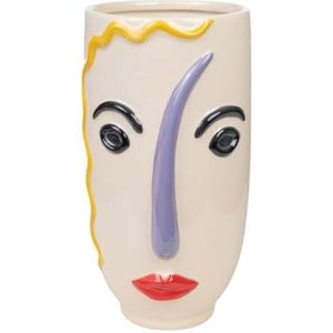 Romimex Veelkleurige keramische vaas gezicht 16 x 30 x 16 cm