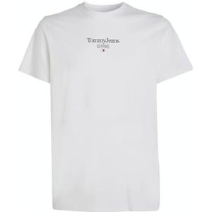 Tommy Jeans T-shirt à manches courtes et col rond slim pour homme, blanc (blanc), taille L, Blanc., L