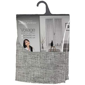Douceur d'intérieur Rechte paar stangdoorgang, 2 x 70 x 240 cm, voile, stof, MILZA, antraciet