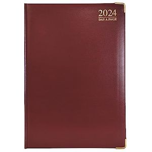 G4GADGET Agenda 2024 2024 met harde kaft en gouden randen - Bordeaux/rood - 1 dag per pagina - Formaat A4