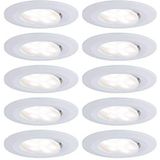 Paulmann 99924 LED Calla spots ronde set van 10 incl. 10 x 6,5 W IP65 dimbaar Inc schijnwerpers mat wit bliksemschicht kast plast lamp enc. 4000K