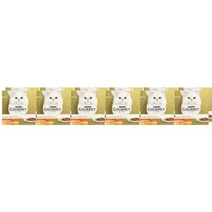PURINA GOURMET GOLD Set van 12 blikjes van 8 x 85 g voor katten in saus met ei, dinda en eend, zalm en kip, 96 blikjes van elk 85 g (12 blikjes van 8 x 85 g)