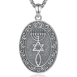 EUDORA Harmony Ball Messiaans zegel met turquoise ketting voor mannen en vrouwen van 925 sterling zilver, geënt symbool van het messiaanse jodendom, sieraden hanger, cadeau voor mannen en vrouwen,