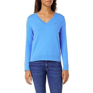 Tommy Hilfiger Co Jersey Stitch V-NK Sweater Truien voor dames, Iconic Blue, M, Iconisch blauw