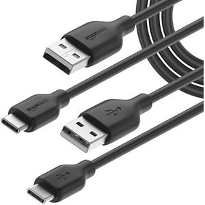 Amazon Basics 2 stuks USB-C naar USB-A 2.0 snellaadkabel, 480 MB/s, USB-IF gecertificeerd, voor Apple iPhone 15, iPad, Samsung Galaxy, tablets, laptops, 1,83 m, zwart