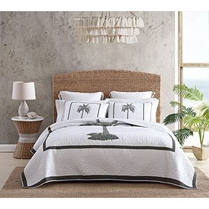 Tommy Bahama | Palm Island Collection | Dekbed - 100% katoen, omkeerbaar, zacht en ademend, voorgewassen voor meer zachtheid, groot bed, grijs