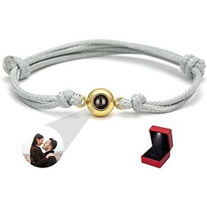 BoqqU Gepersonaliseerde armbanden met afbeelding aan de binnenkant, gepersonaliseerde fotoprojectie, moederdag herdenkingscadeau voor bruiloft