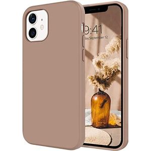 iPhone 12 siliconen hoesje, anti-kras microvezel telefoonhoesje, stootvaste beschermhoes, siliconen camera beschermhoes, 6,1 inch, melkthee kleur