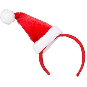 Boland 13426 - haarband met miniatuur kerstmuts, muts aan de zijkant, met witte pluche rand en witte pompon, Mrs Claus diadeem, Kerstmis, carnaval, themafeest, feestdecoratie
