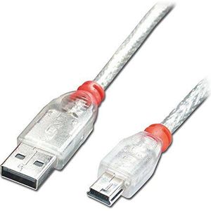 LINDY Kabel USB 2.0 A naar Mini-B, transparant, 2 m