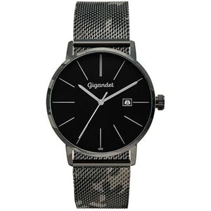 Gigandet Montre analogique à quartz japonais pour homme avec bracelet en acier inoxydable 12VNAG42NE/017, Noir, Bracelet