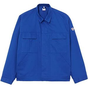 BP Workwear Basic 1485-060-13 werkjas, verborgen drukknoopsluiting, puur katoen, normale pasvorm, maat 52/54, kleur: koningsblauw