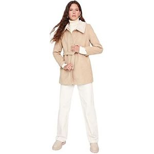TRENDYOL Trendyol Damesmantel van geweven stof, basic, damesjas, 1 stuk, Beige