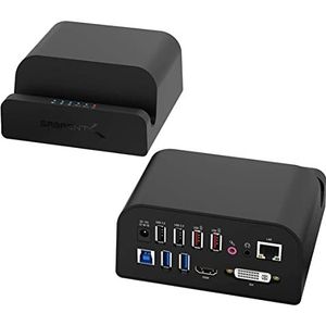 SABRENT USB-dockingstation 3.2 Gen1 met voeding en standaard voor pc en laptops, 2 video-uitgangen (HDMI naar DVI), Gigabit LAN, audio, 4 USB-poorten, 2 USB-laadpoorten voor Windows & Mac (DS-RICA)