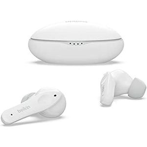 Belkin SOUNDFORM Nano, écouteurs enfants True Wireless, limite de 85 dB (protection auditive), apprentissage en ligne, école, certifié IPX5, 24 h de lecture pour iPhone, Galaxy, Pixel, etc.– Blanc