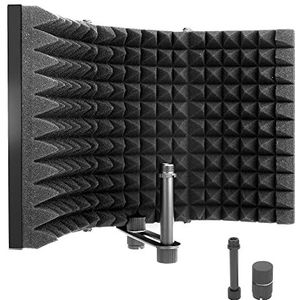 Pyle Microfoon Isolatiescherm met 3 panelen, geluidsabsorberend, akoestisch dempingsfilter met 4,1 cm dik schuim, instelbare microfoondiepte, schokbestendige houder