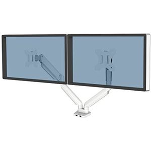 Fellowes 8056301 Platinum monitorhouder voor 2 monitoren tot 32 inch, in hoogte verstelbaar, VESA-standaard, 2 usb-poorten, wit