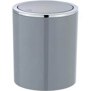 WENKO Inca Afvalemmer met kanteldeksel, 2 liter, kunststof, BPA-vrij, Ø 14 x 16,8 cm, grijs