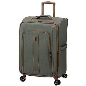 LONDON FOG Newcastle koffer met draaischarnier, uittrekbaar, leisteen bronzen, Checked-Medium 24-Inch, Newcastle Softside uittrekbare trolley