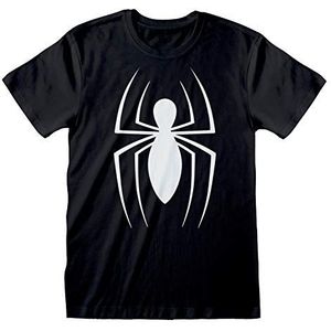 Marvel Comics T-shirt voor dames, ronde hals, Spider-man logo, boyfriend fit, 100% katoen, officieel product, maten S - 5XL, zwart.