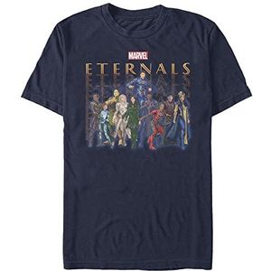 Marvel The Eternals Group Repeating Organic Short Sleeve T-Shirt, Navy Blue, L, Unisex, Navy Blue, L, marineblauw