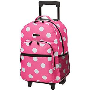 Rockland Rugzak met wielen en dubbele handgreep, Polka Dot Roze, Rugzak met wielen met dubbele handgreep