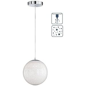 WOFI LED hanglamp POINT glazen bol wit met sterrenhemel effect Ø 25 cm H 150 cm x B 25 cm x L 25 cm